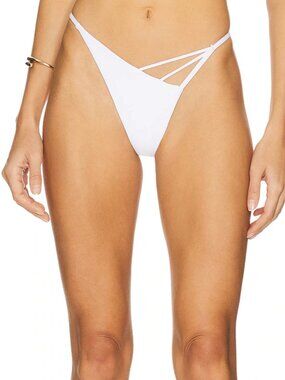 lovewave The Charley Bikini Bottom in White Strappy Cheeky Large Love Wave